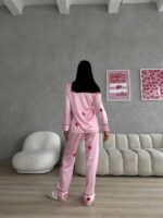 İpek Saten Pembe Kalpli