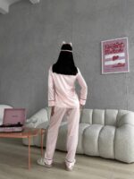 İpek Saten Pembe Çizgili