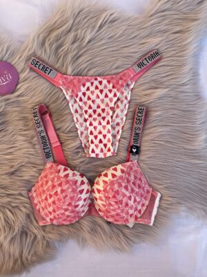 İTHAL PEMBE KALP DANTELLİ SÜTYEN TAKIMI